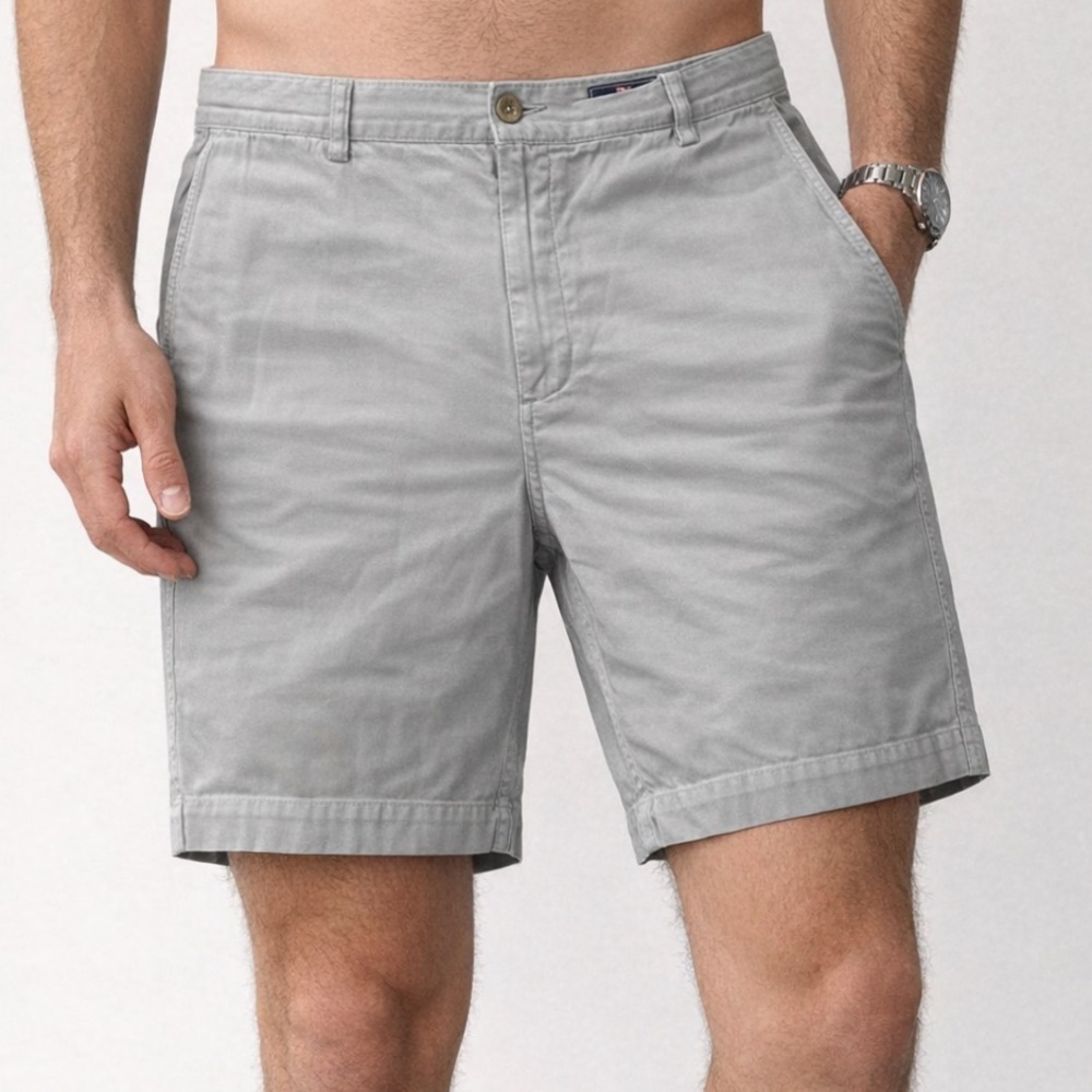 Vineyard Vines Gray Flat Front Classic Gray Men's Cotton Chino Shorts Size 38